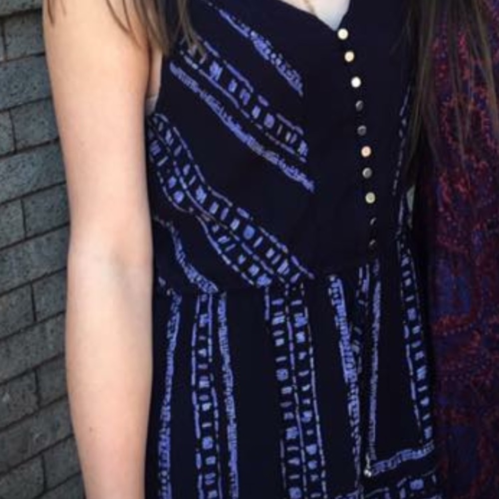 Ecoté dark blue romper w lavender designs romper